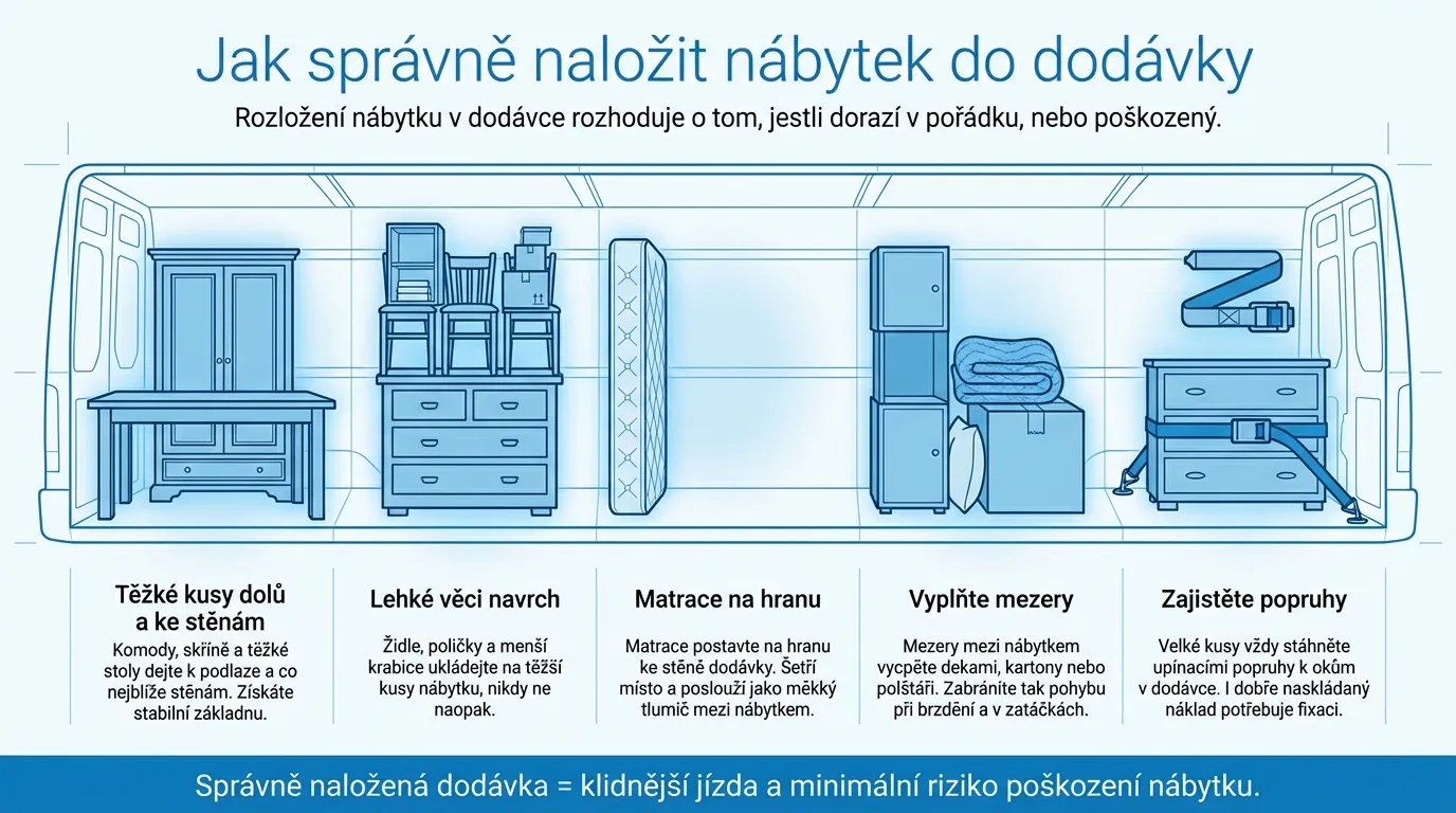 jak správně naložit nábytek do dodávky, infografika