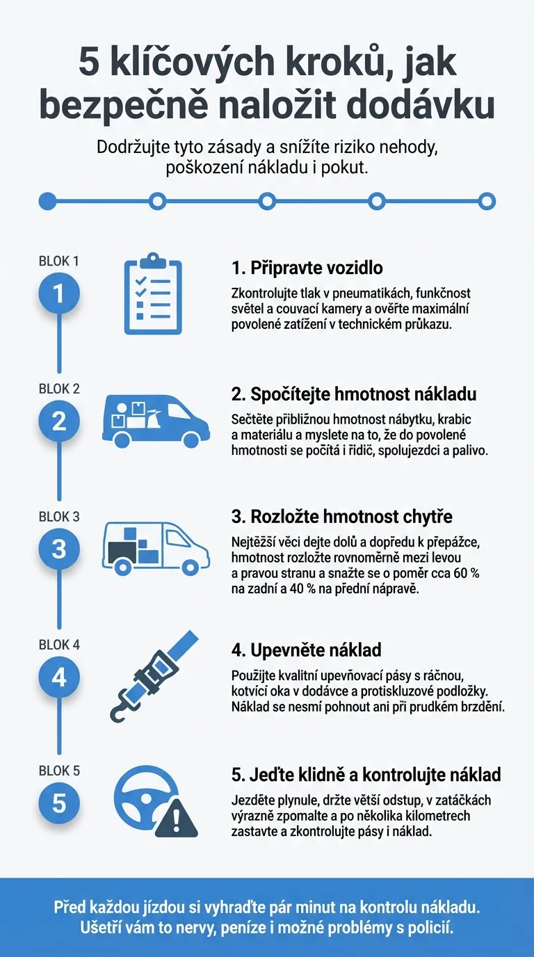 infografika 5 kroků jak bezpečně naložit dodávku